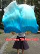 1 pair 1.5m (59") turquoise fading belly dance silk fan veil