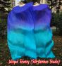 1 pair 1.5m (59") blue-turquoise belly dance silk fan veil