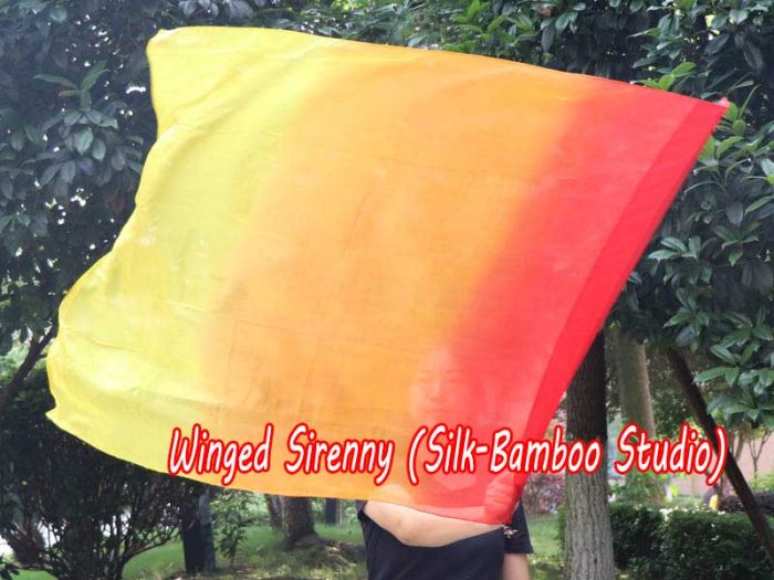 spinning silk flag poi 103cm (40") for Worship & Praise, Fire