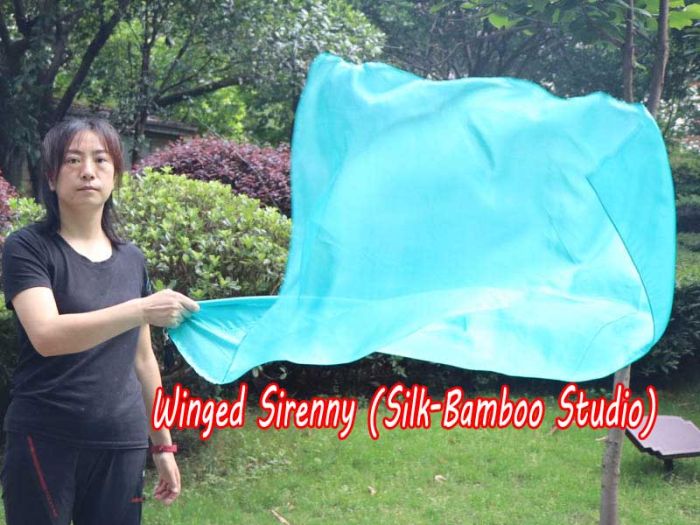 spinning silk flag poi 129cm (51") for Worship & Praise, aqua