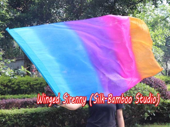 spinning silk flag poi 129cm (51") for Worship & Praise, Iridescence