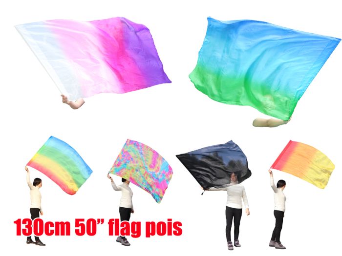 Slightly defected 129 cm (50") silk flag poi , in assorted colors