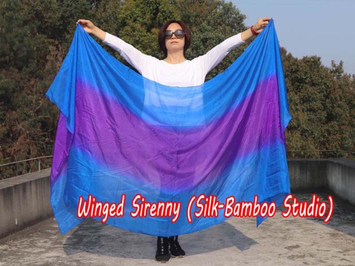 1 piece blue-purple-blue 5 Mommes colorful belly dance silk veil 