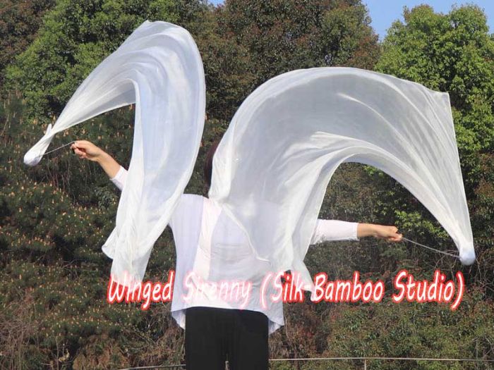 1 Piece white 1.8m (70") dance silk veil poi