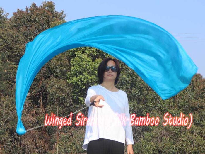 1 Piece turquoise 1.8m (70") dance silk veil poi