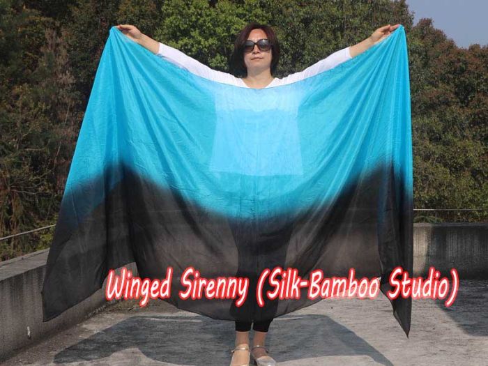 1 piece black-turquoise 5 Mommes colorful belly dance silk veil 