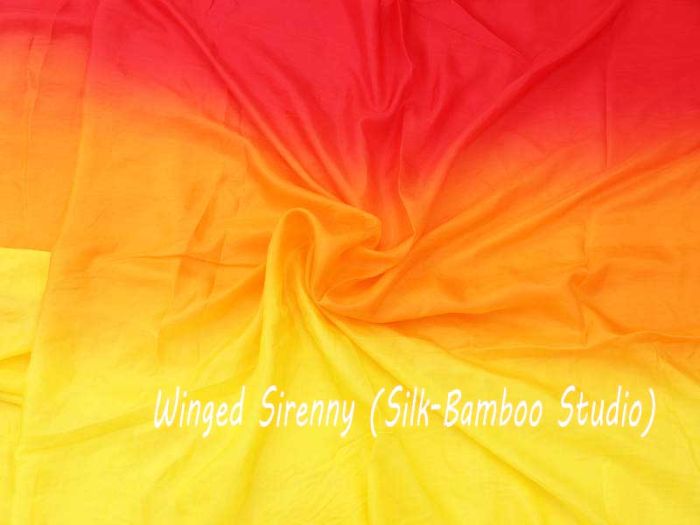 red-orange-yellow silk fabric by yard