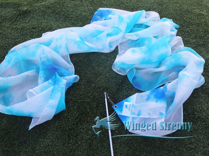 1 piece white+blue 2.5m (98") silk worship streamer