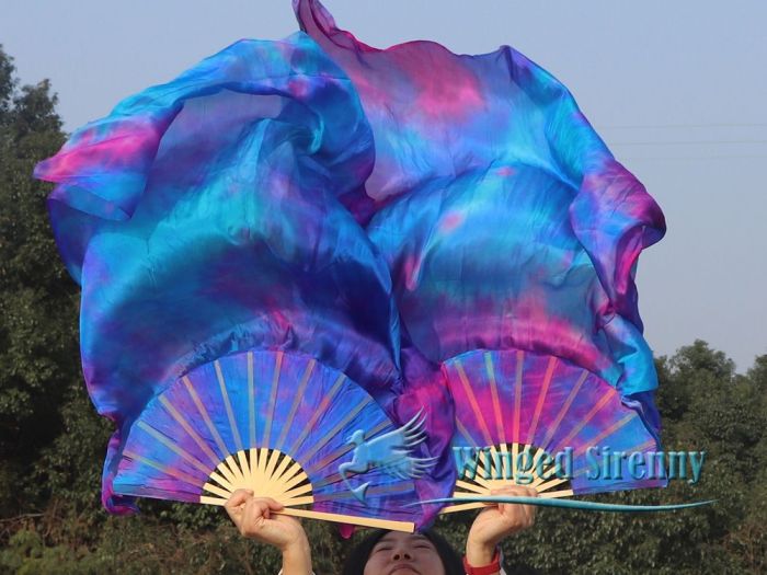 1 pair 1.1m (43") Mermaid Dream silk fan veils for kids