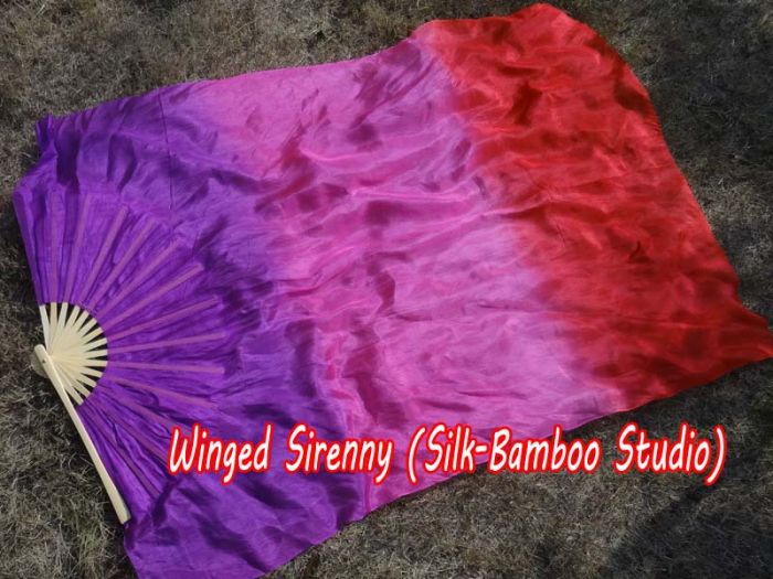 1 pair 1.1m (43") purple-pink-red silk fan veils for kids