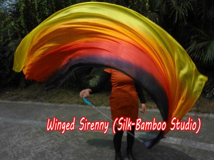 1 Piece long side Illumination 2.3m (90") dance silk veil poi