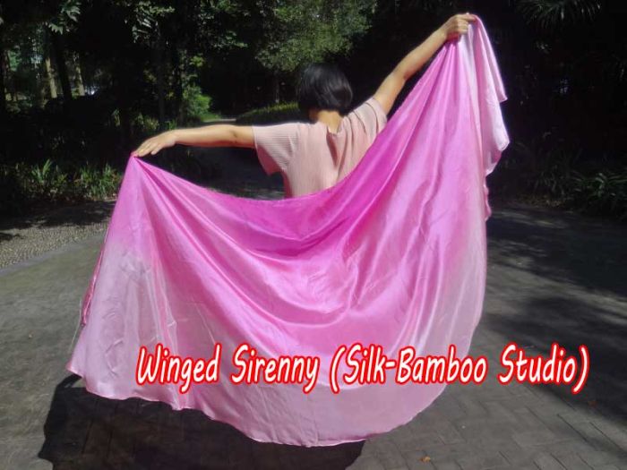 1 PIECE pink fading half circle 6 Mommes belly dance silk veil