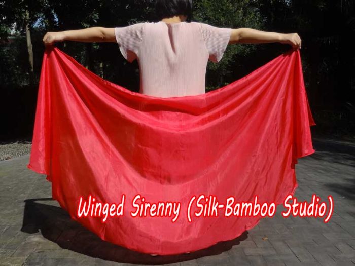 1 PIECE red half circle 6 Mommes belly dance silk veil