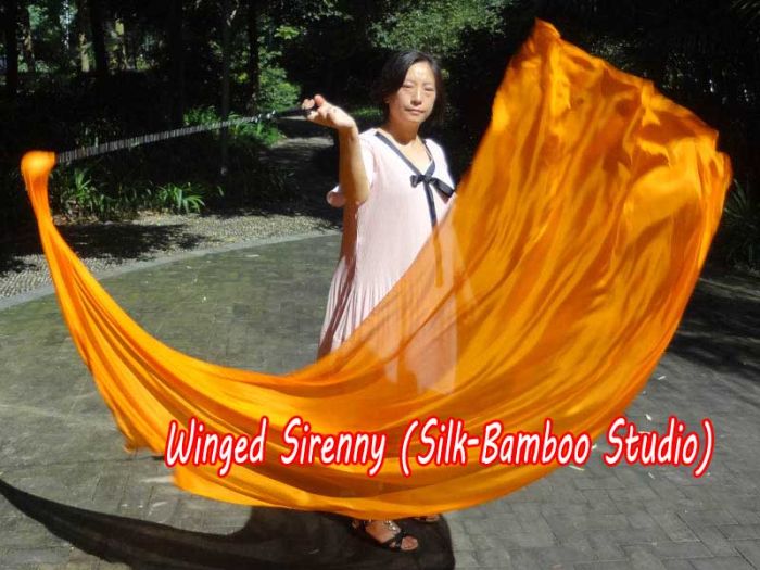 1 Piece orange 2.3m (90") dance silk veil poi