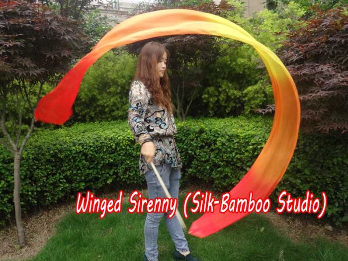 1 piece red-orange-yellow-orange-red 2.5m (98") silk worship streamer