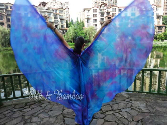 1 pair Mermaid 6 Mommes habotai belly dance silk wing