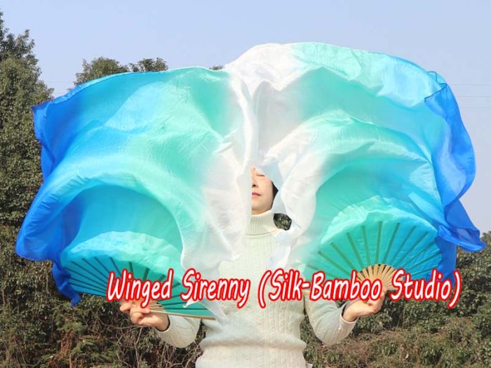 1 pair 1.1m (43") Seacoast long side silk fan veils for kids