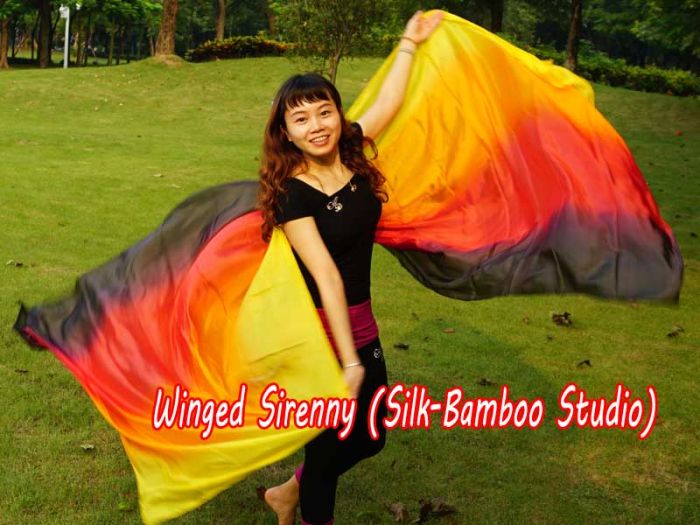 1 piece black-red-orange-yellow 5 Mommes colorful belly dance silk veil 