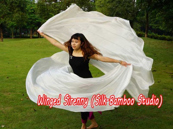 1 PIECE white half circle 8 Mommes belly dance silk veil