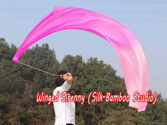 1 Piece pink fading 2.3m (90") dance silk veil poi