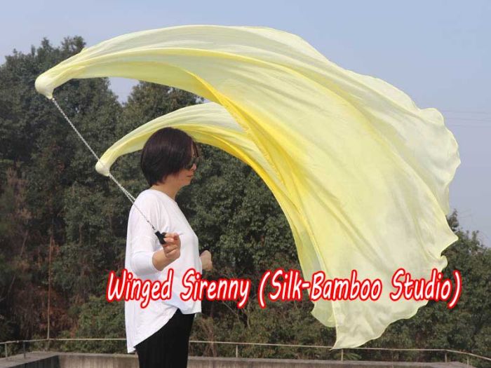 1 Piece yellow fading 1.8m (71") circular dance silk veil poi