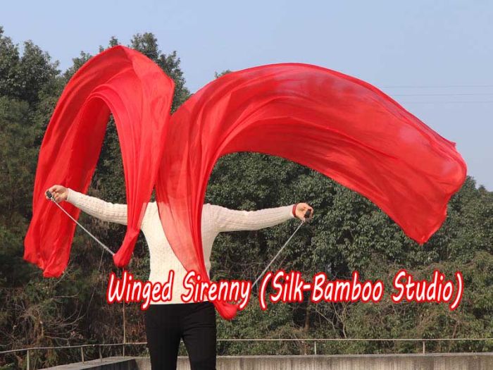 1 Piece red 2.3m (90") dance silk veil poi