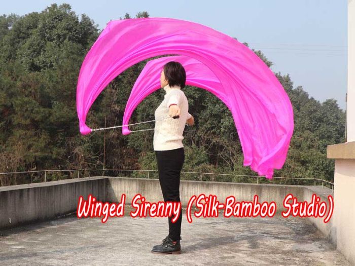 1 Piece pink 2.3m (90") dance silk veil poi