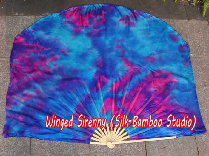 Mermaid Dream large short silk dance fans (flutter), 41" (105 cm)