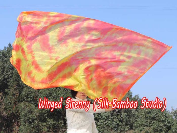 Spinning silk flag poi 174cm (68") for Worship & Praise, Flame