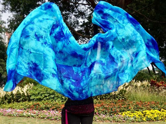 1 piece Blue Moon tie-dye 5 Mommes belly dance silk veil 