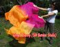 1 pair 1.5m (59") pink-orange belly dance silk fan veil