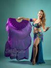 1 pair 1.5m (59") purple belly dance silk fan veil