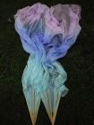 1 pair 1.5m (59") pastel (turquoise-blue-purple) belly dance silk fan veil